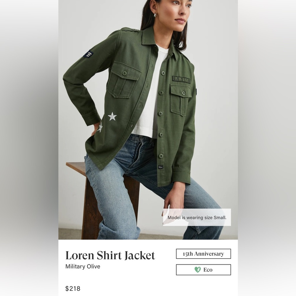 Rails Military Star Button Down Green Size L
